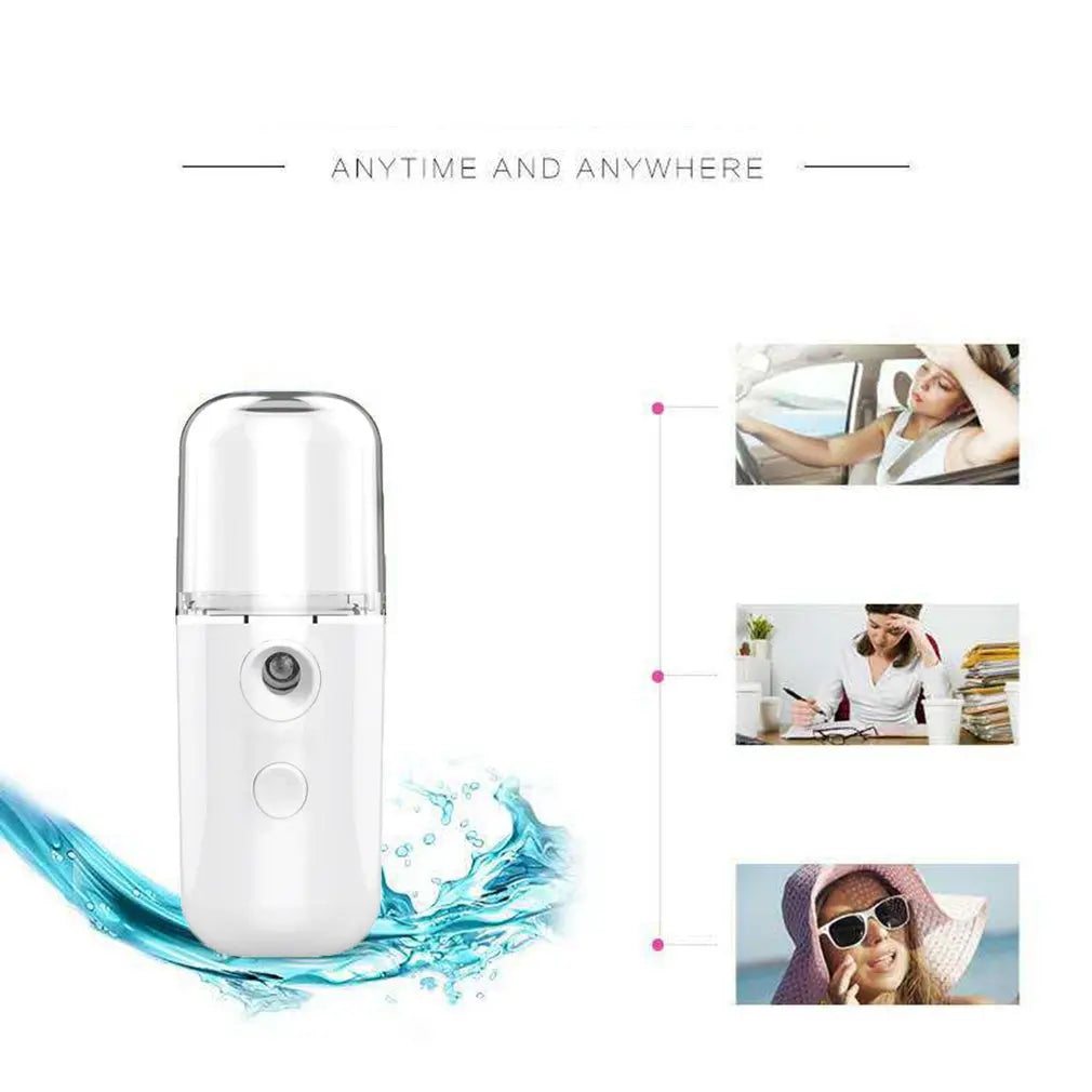 Mini Portable Nano Spray Water Replenisher Hydration Instrument  Rechargeable Facial Steamer Beauty Moisturizing Humidifier