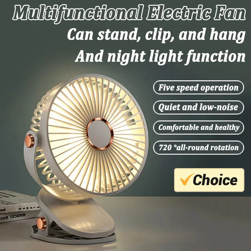 8000mAh Camping Fan Rechargeable Desktop Portable Air Circulator Wireless Ceiling Electric Fan With LED Light Clip-on Home Fan